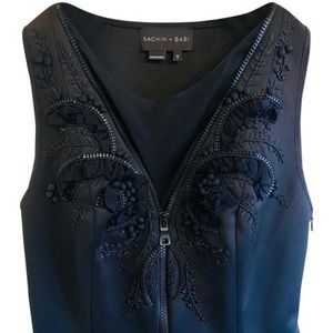 Sachin + Babi Silk and Neoprene Floral Embroidered Dress